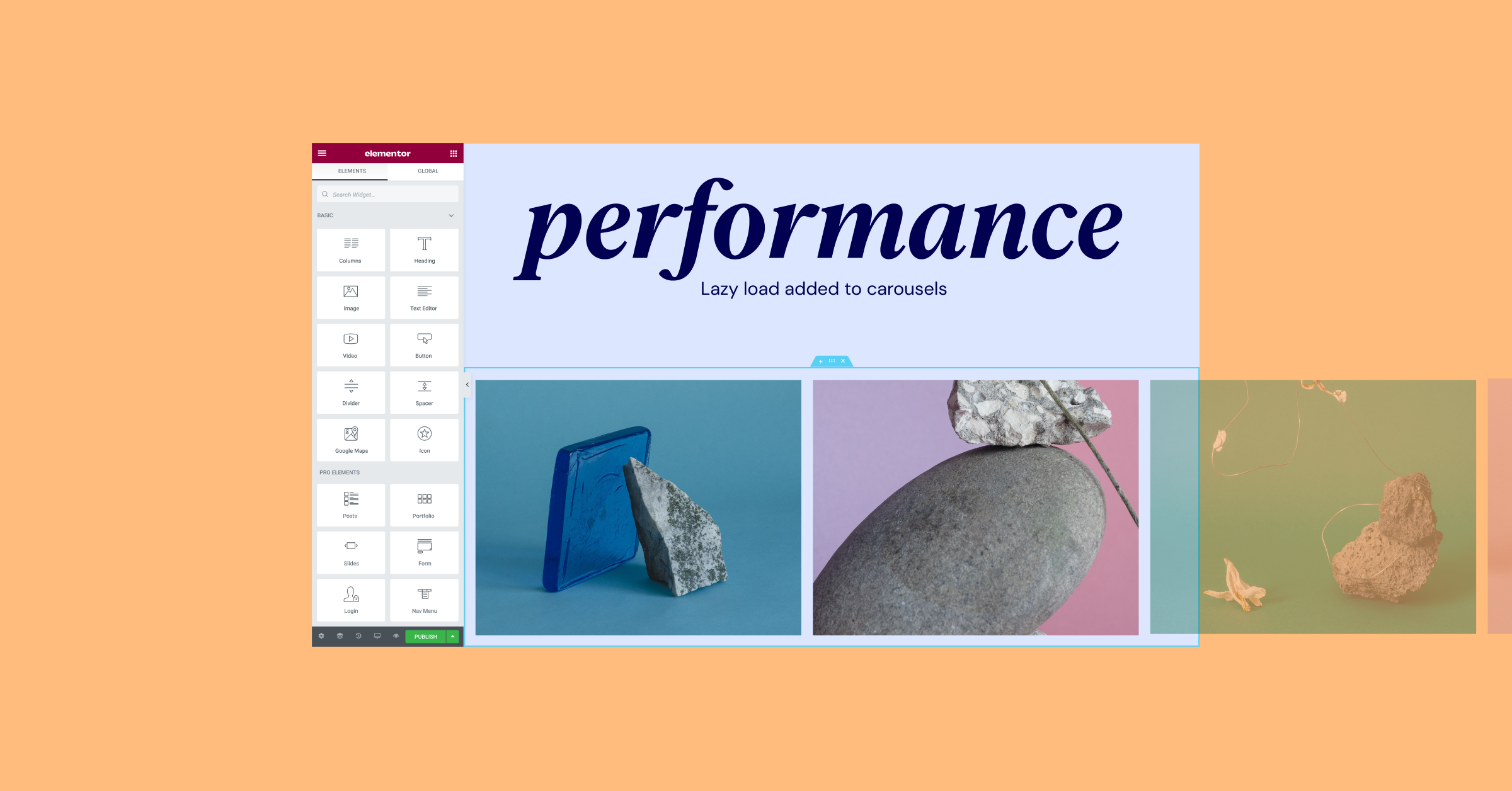 Pereformance Improvement Lazy load carusel More From Elementor 3.6 — Enhanced Import/Export and Rearrange Global Fonts and Colors 3