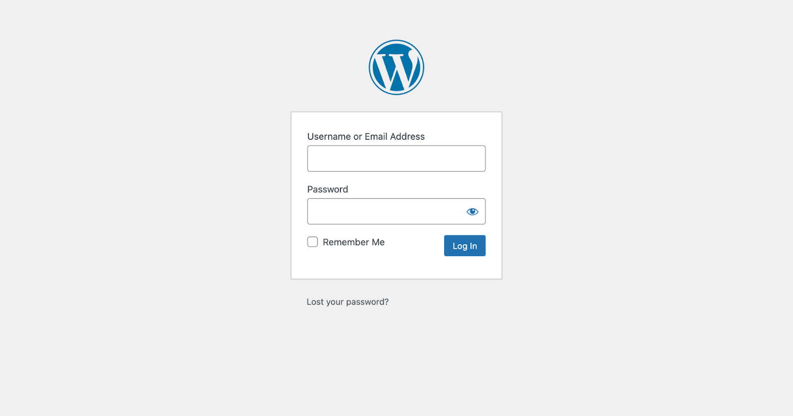 WordPress login screen