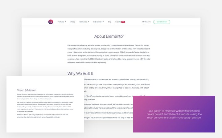 Elementor About Us Page