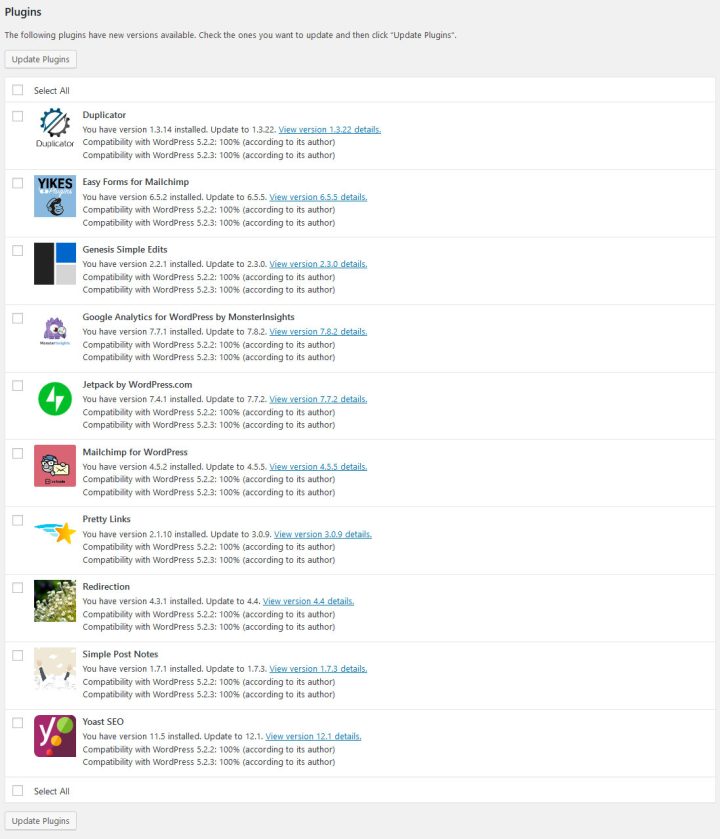 Dasboard Plugin Updates Dasboard Plugin Updates