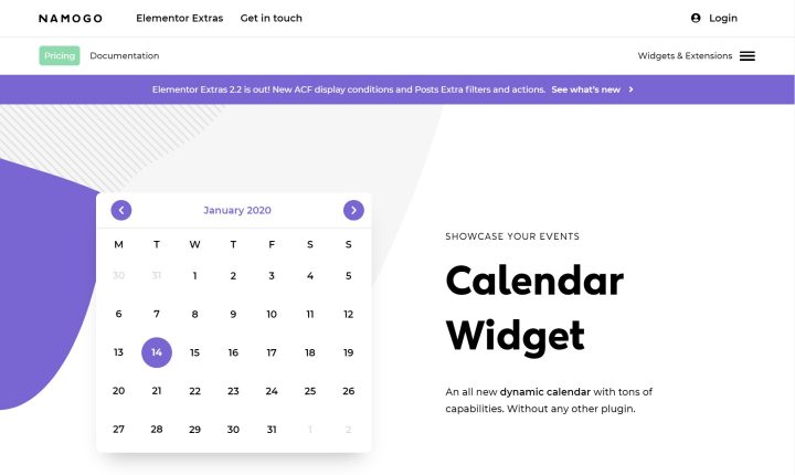 Elementor Extras Calendar Elementor Extras Calendar