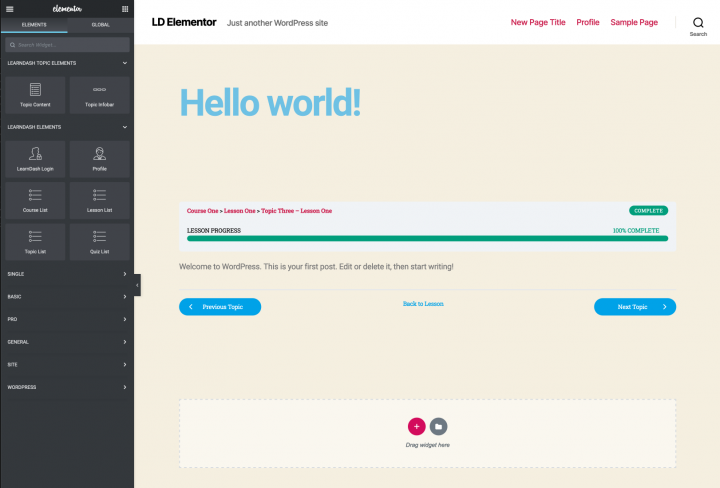 Elementor and LearnDash 3 Topic Elements ot10ecfqud5a8jcfo57nt0s28a9ndmyo4mfejs5m34 Introducing LearnDash and Elementor Integration 3