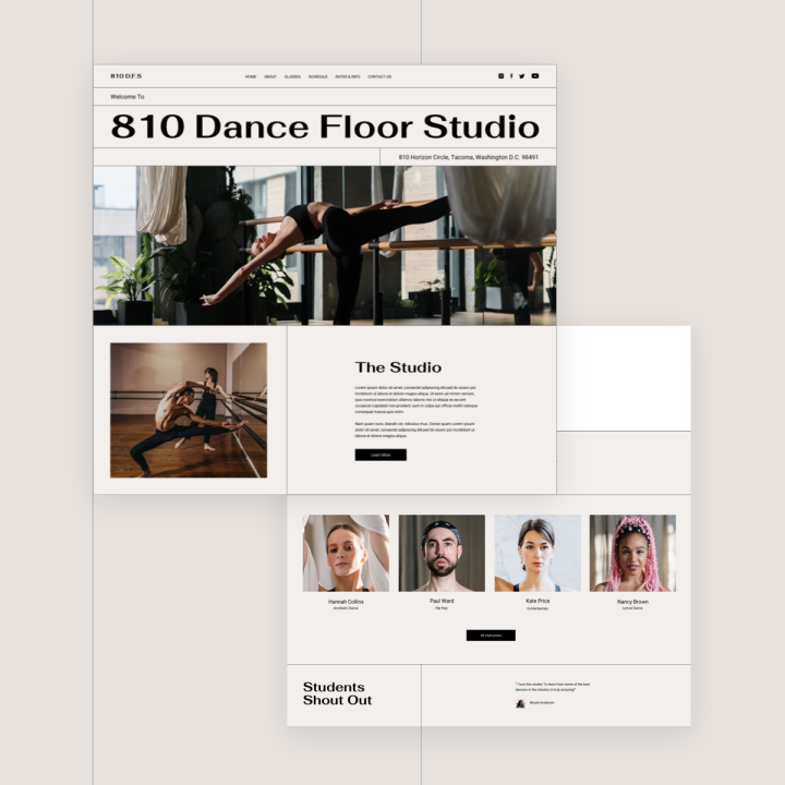 HomePage Monthly Template Kits #15: The Dance Studio Template Kit 1