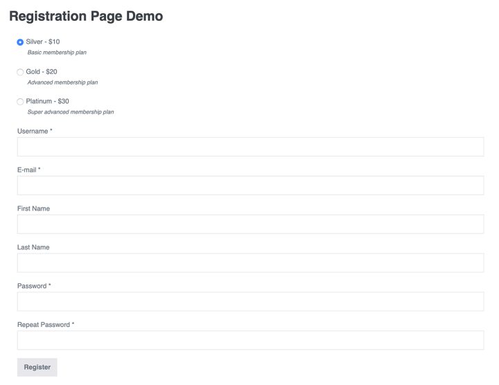 Registration Page Demo