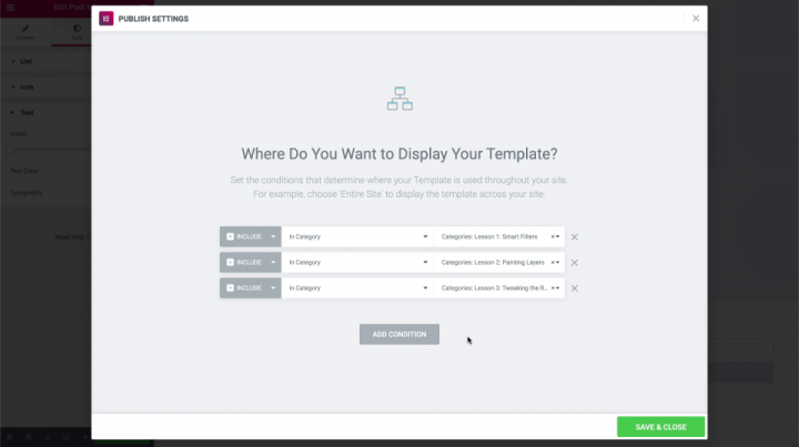 Setting template conditions triggers elementor wordpress course opdlgeoq727evhubg0are5f3phzk1mfq4wd3nebtfi Monday Masterclass: How to Create, Set up & Launch an Online Course Website 9