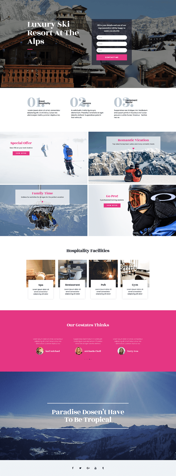 Ski home New Templates! Premium Ski-Resort WordPress Template Set 1