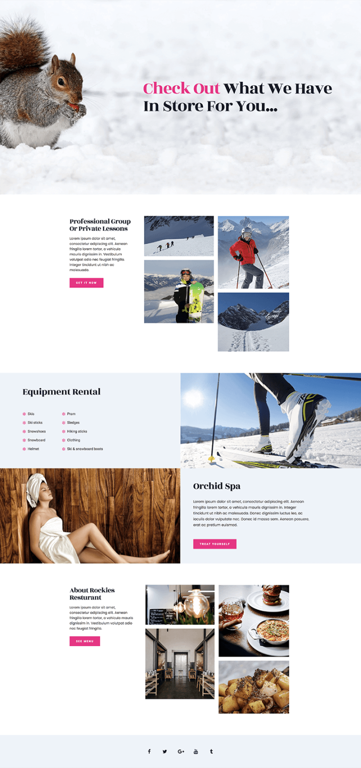 Ski services New Templates! Premium Ski-Resort WordPress Template Set 2