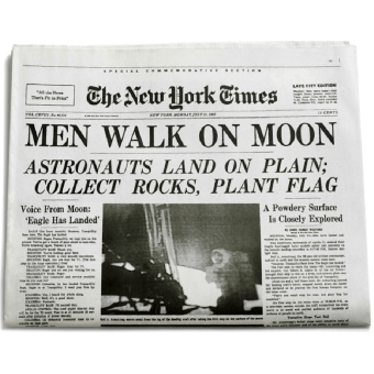 a picture of an old newspaper with the moon landing on the cover Worth Your Click: Finding Ideas for a Podcast, Best SEO Tools for Web Designers & More. 4