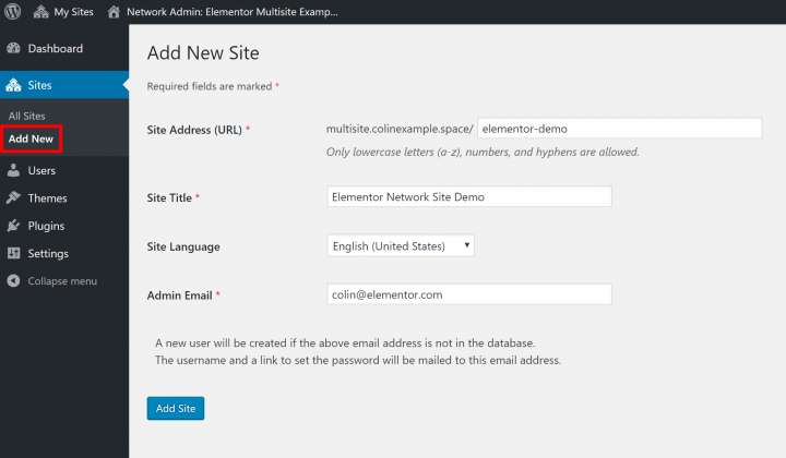 add new site What Is WordPress Multisite and How to Set up a Multisite Network 11