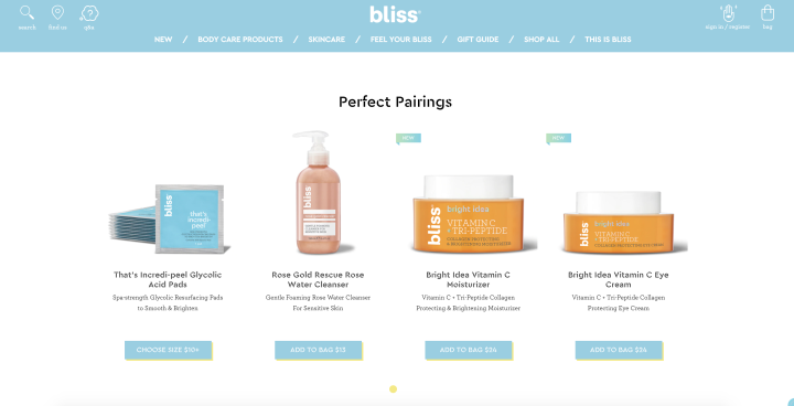 Bliss Product Pairings Bliss Product Pairings