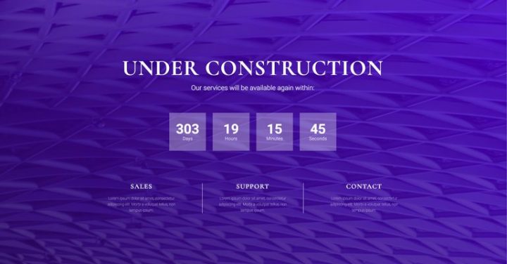 elementor under construction template - purple