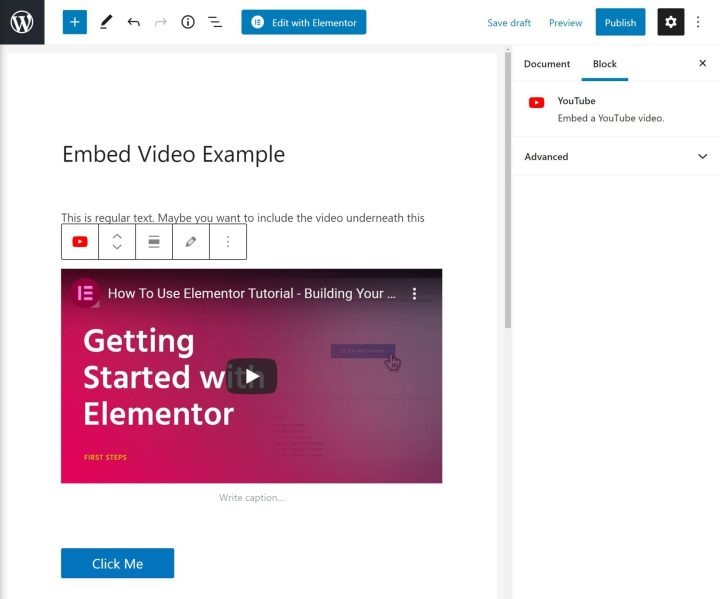 The Embed Option In The Youtube Block The Embed Option In The Youtube Block