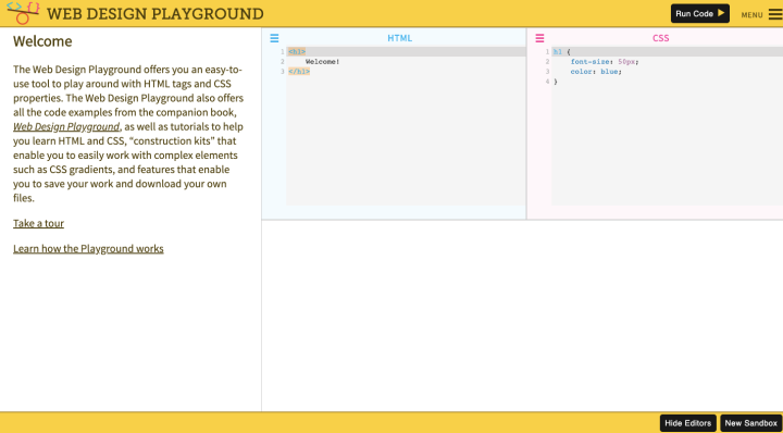 an example of the web design playground