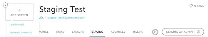 flywheel's staging tab