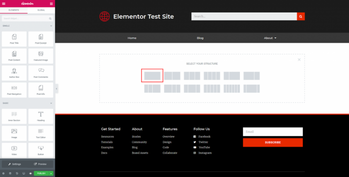 a screenshot of choosing a section