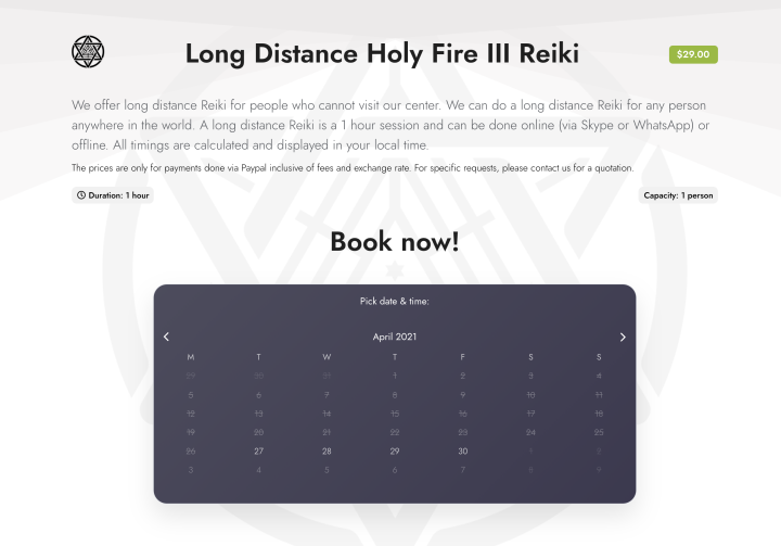 Roshan Booking Form Example Booking Form Example