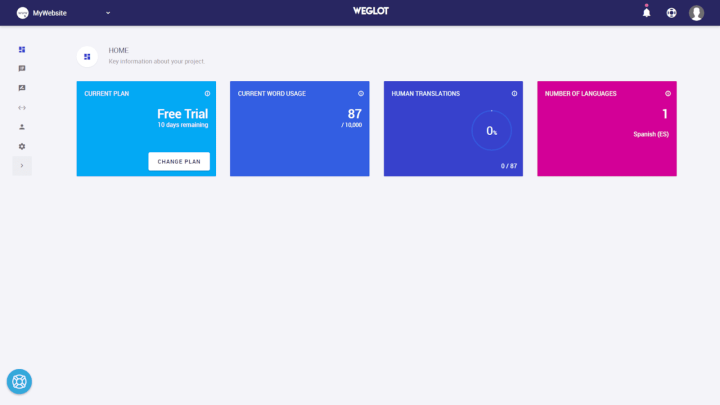 weglot account dashboard How to Make Your Elementor Site Multilingual Using Weglot 9