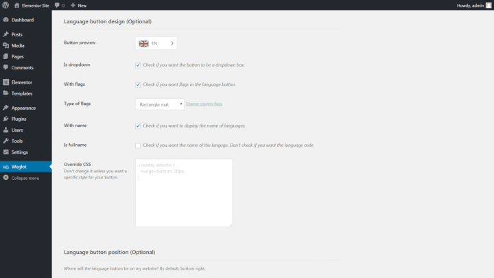 weglot settings button How to Make Your Elementor Site Multilingual Using Weglot 7
