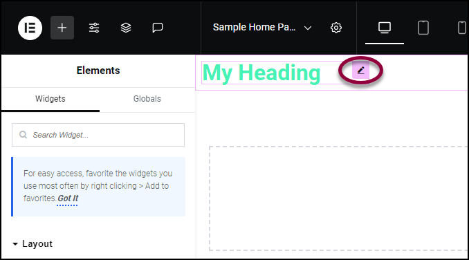 4 widget handle Delete elements from a page 13