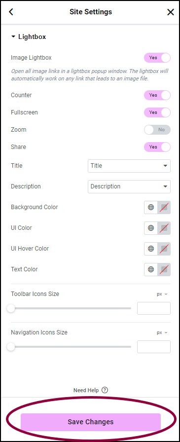 Click Save Changes Adjust the Lightbox settings 7