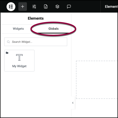 Click the Globals tab Create a global widget 9