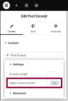 Turn the toggle on Post Excerpt widget 11