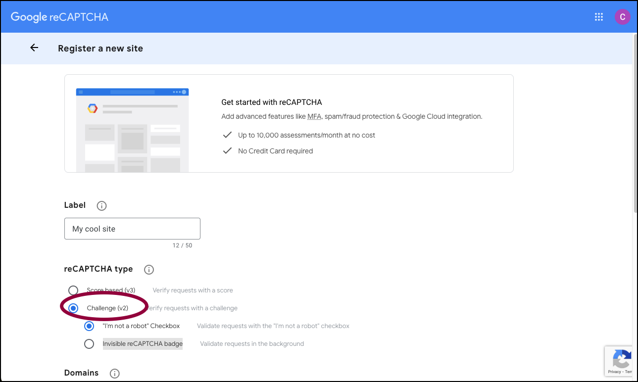 click v2 Add reCAPTCHA to prevent spam 11