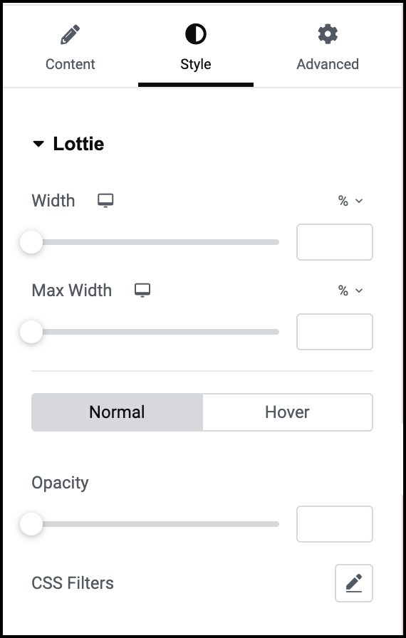 Style tab Lottie widget 21