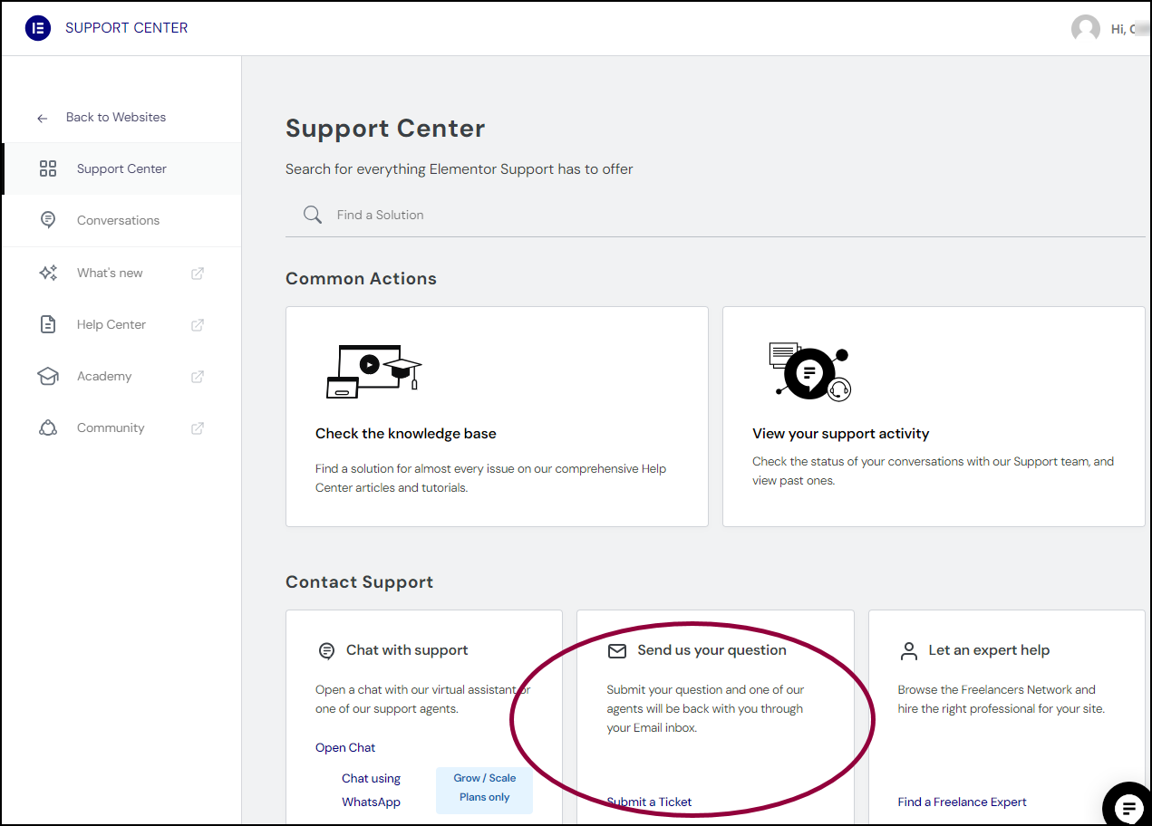 Submit a ticket Contact Support 11