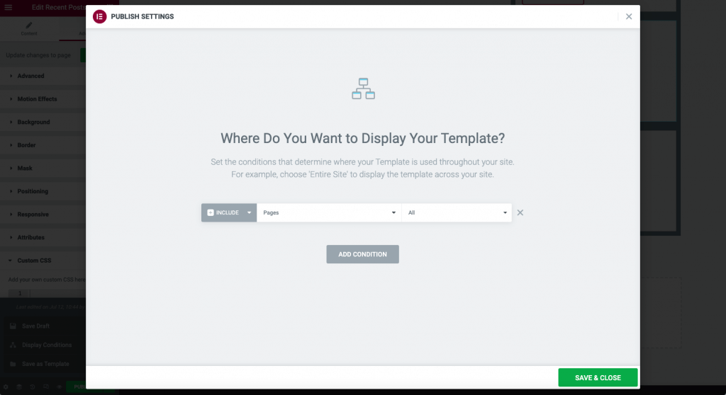 Display Conditions Create a sidebar template 21