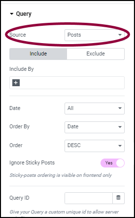 Leave as posts Build a query with the loop grid 5