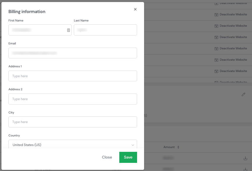 Elementor Dashboard > Left Panel > Subscriptions 6 Billing Information Elementor Dashboard > Left Panel > Subscriptions 5