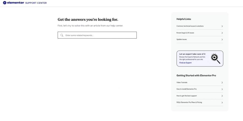 Elementor Dashboard > Left Panel > Support 4 image 3 Elementor Dashboard > Left Panel > Support 3