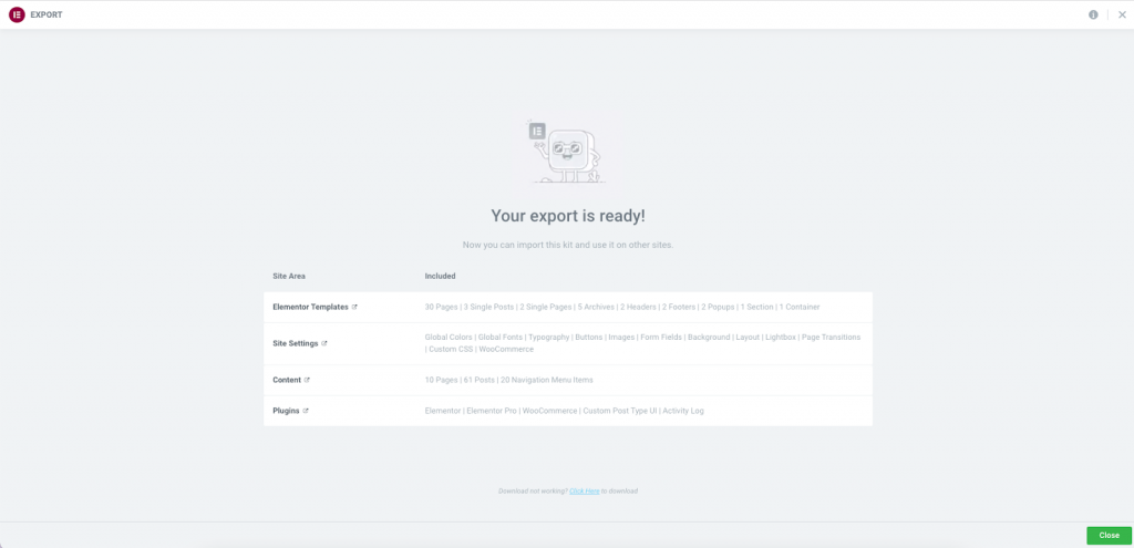 Migrating your existing Elementor built site to an Elementor hosted website 12 Export Ready 1 1 Migrating your existing Elementor built site to an Elementor hosted website 11