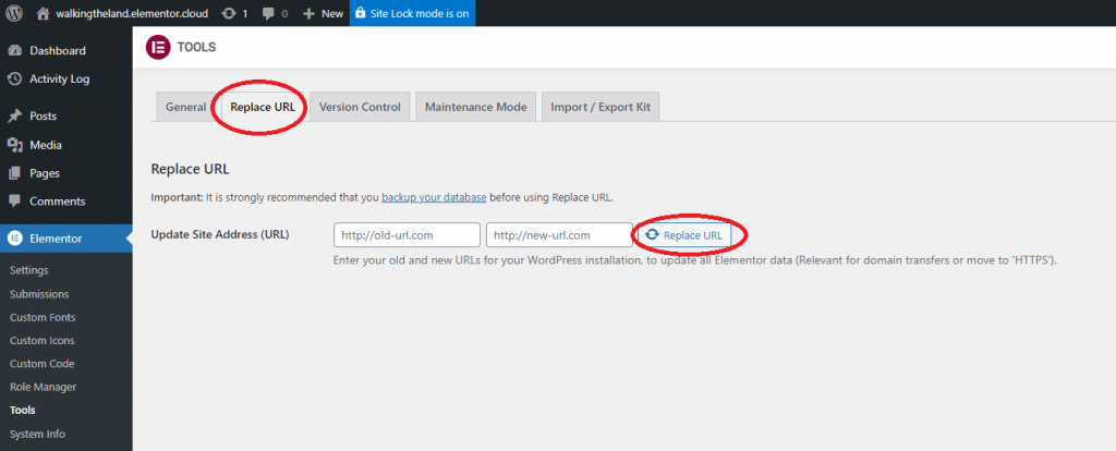 Migrating your existing Elementor built site to an Elementor hosted website 30 Replace URL 1024x414 1 Migrating your existing Elementor built site to an Elementor hosted website 29