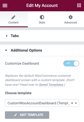 additional options for my account widget WooCommerce My Account widget 3