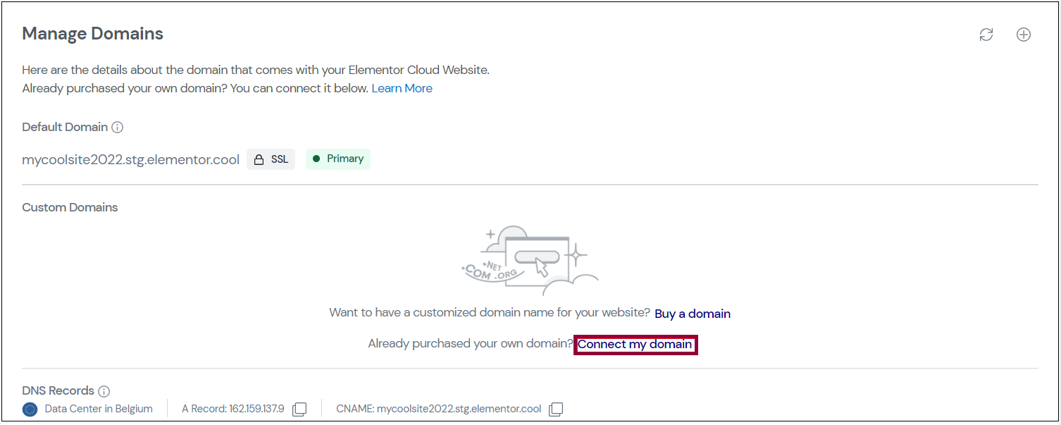 1 Connect my domain Connecting your Google domain name to an Elementor hosted website 1