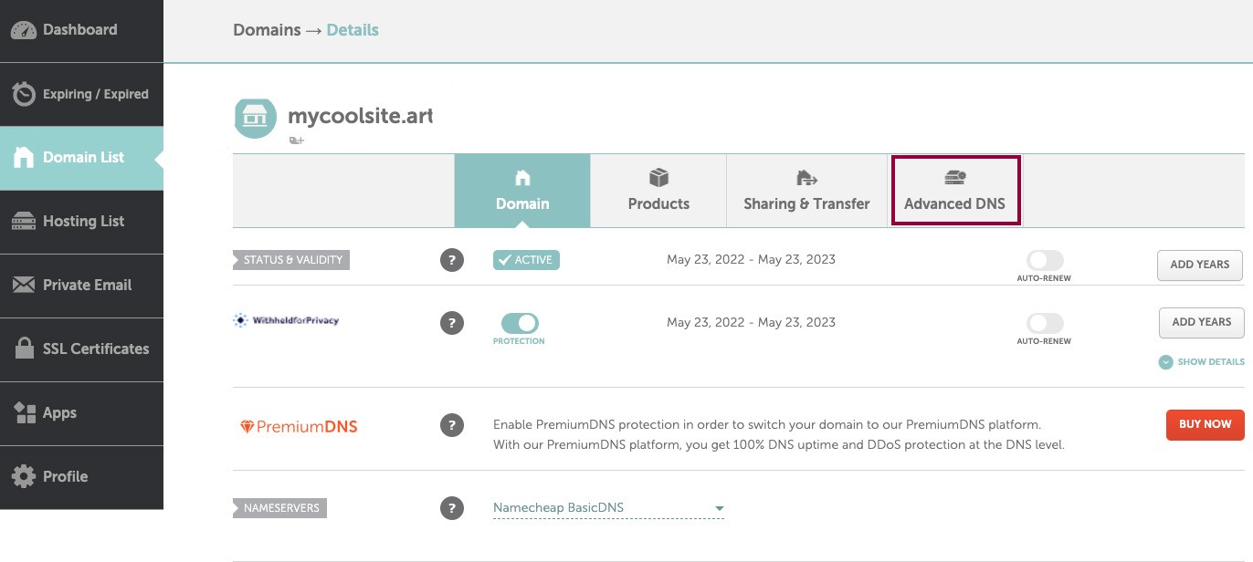 3 Advanced DNS 1 Connect your NameCheap domain 17