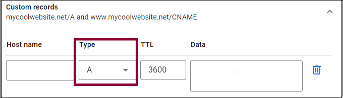 6 type dropdown Connecting your Google domain name to an Elementor hosted website 25