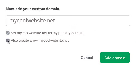 Connecting your Google domain name to an Elementor hosted website 8 Screenshot of a form allowing you to enter in the domain name for the website.