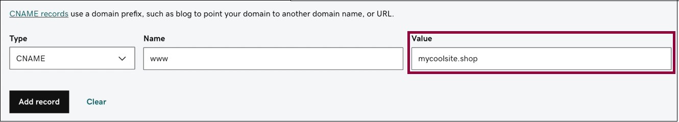 Add the value Connect your GoDaddy domain 39