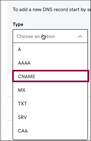 Choose cname Connect a custom domain using GoDaddy 25