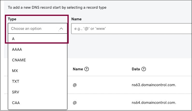 Go to the type field Connect your GoDaddy domain 21