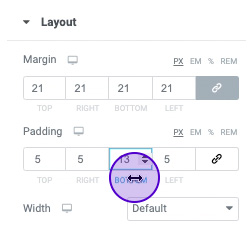 The number scrubber changing settings