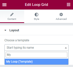 The choose a template menu