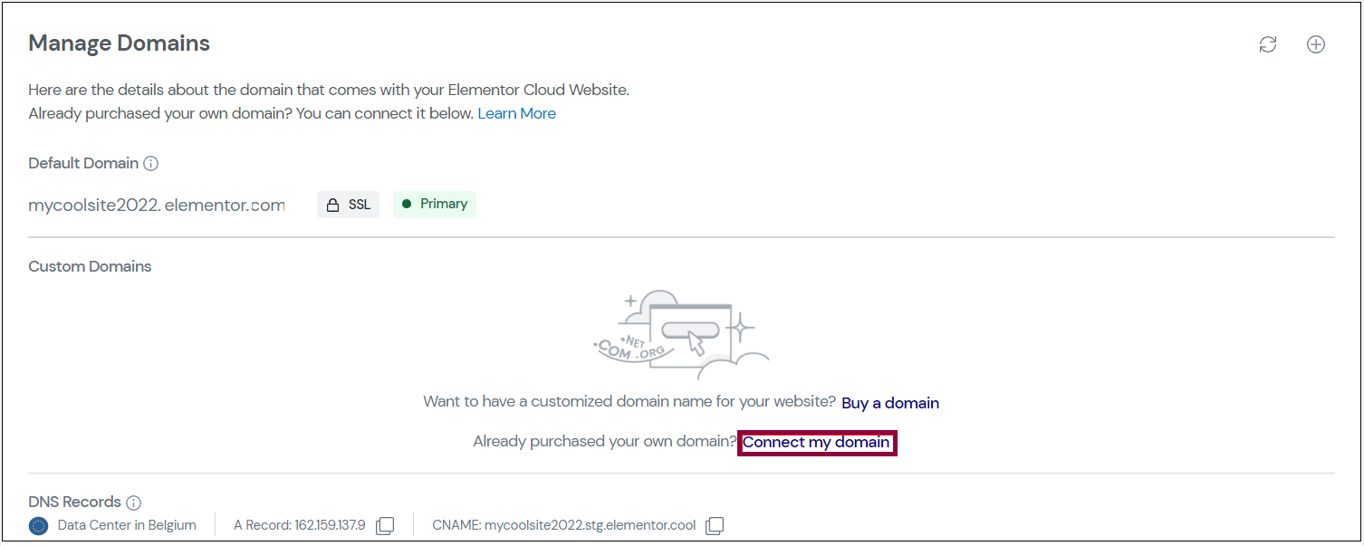 01 Connect my domain Connecting your Bluehost domain to an Elementor hosted website 1