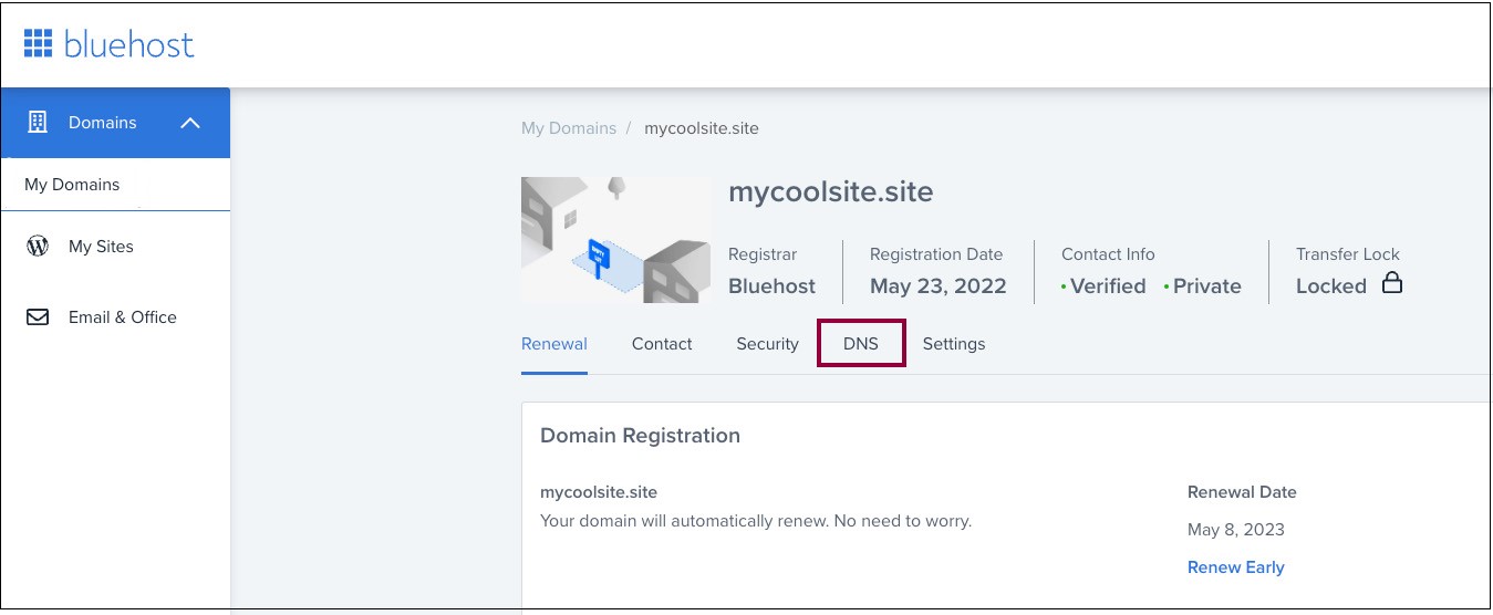 4 click DNS Connect your Bluehost domain 17