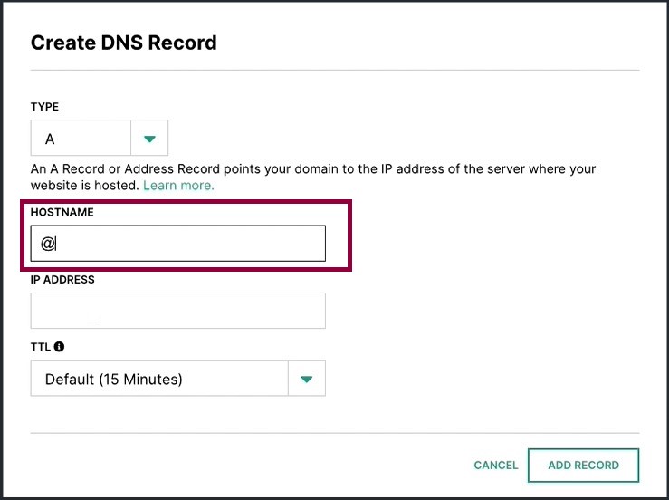 6 Enter Host name Connect your Hover domain 25