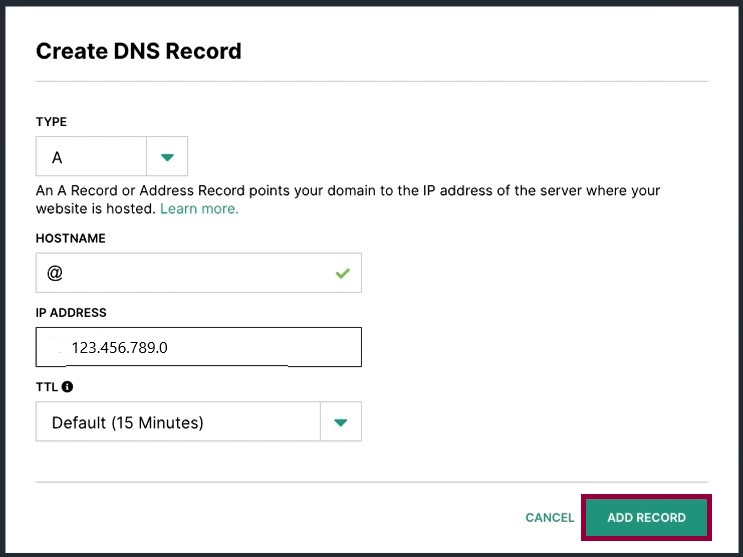 8 Add record Connect your Hover domain 29