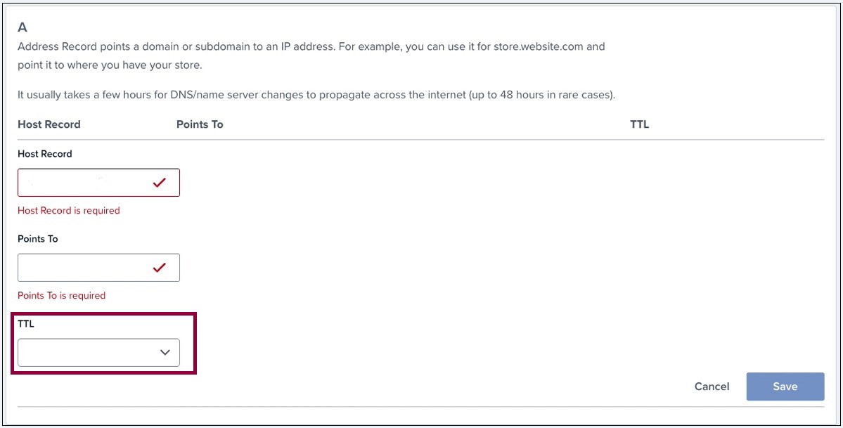 9 Filling in A Record TTL Connect your Bluehost domain 29